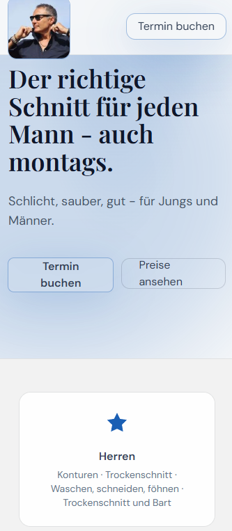Mobile Ansicht der Website von Coiffeur Diego Zabeni